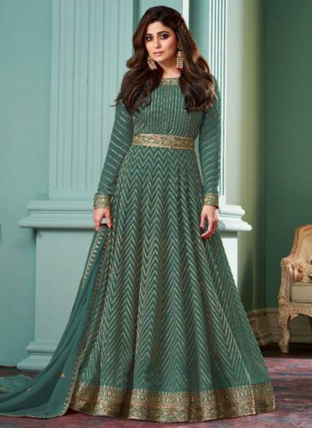 Green Colour ALIZZA SIGNATURE Heavy Wedding Wear Designer Georgette Long Salwar Suit Collection 9274